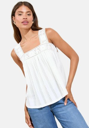 Lipsy REGULAR FIT - SQAURE NECK CROCHET - Blouse - white