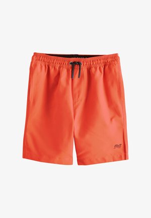 Oranje zwembroek van lichtgewicht materiaal, voorzien van een elastische tailleband met koord en zijzakken. Minimalistische logodetail.