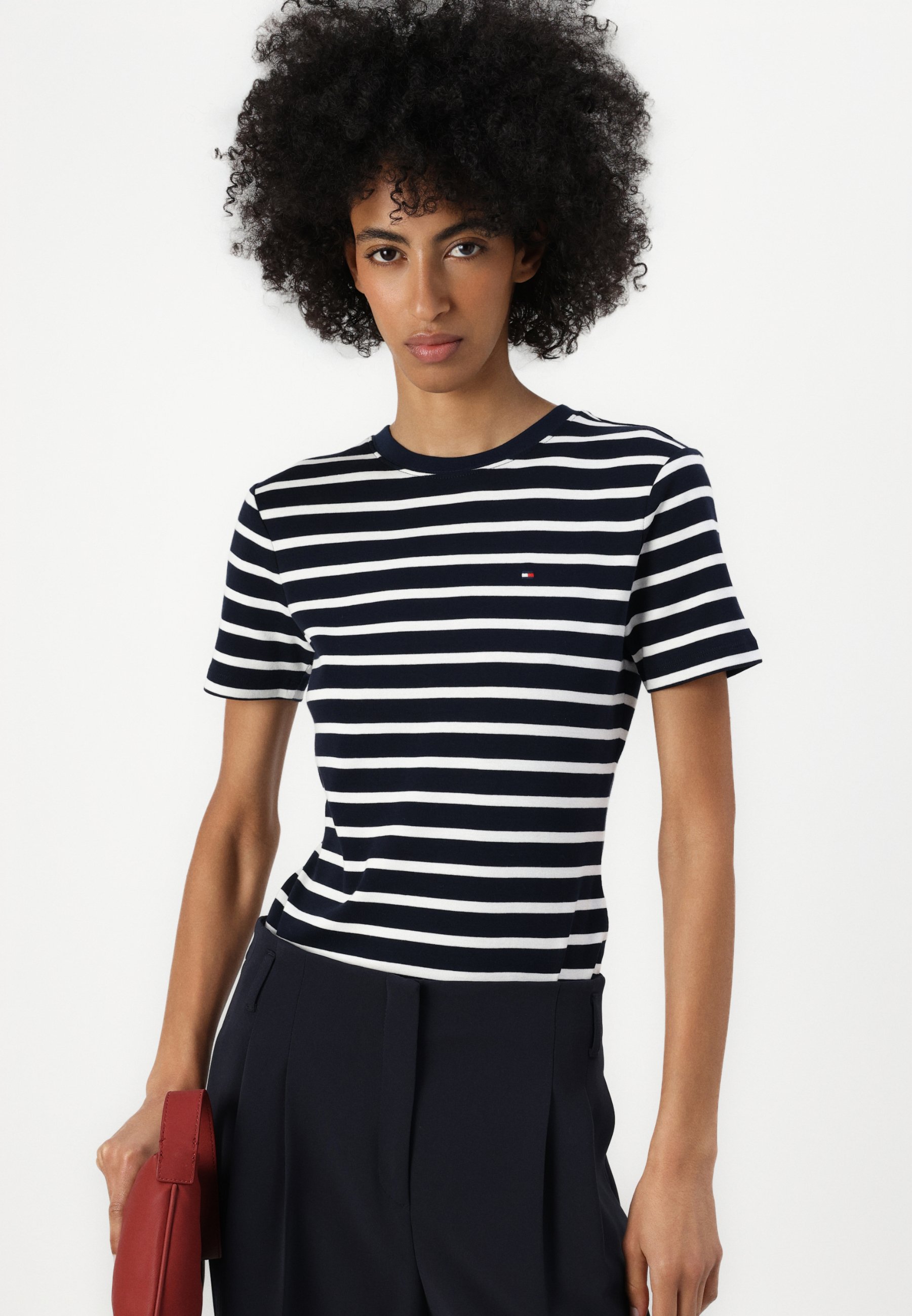 売れ筋商品|||トミー ヒルフィガー Tシャツ レディース トップス SLIM CODY  - Basic T-shirt - dark night navy/ecru Tommy Hilfiger SLIM CODY - T-shirt imprimé - dark night navy
