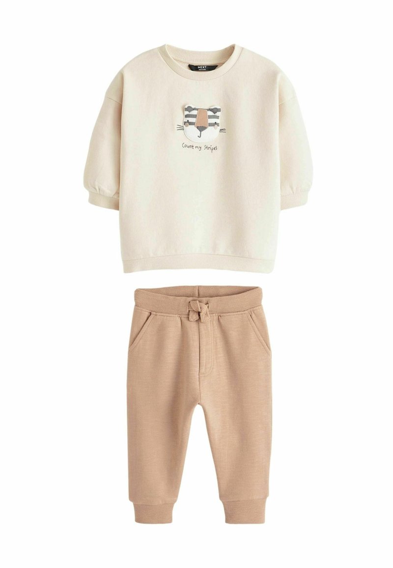 Next CREW NECK AND JOGGERS SET-REGULAR FIT - Mikina - ecru tiger