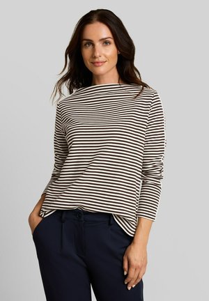 TOM TAILOR, TOM TAILOR T-SHIRT LOOSE FIT LANGARMSHIRT MIT STREIFENMUSTER - Langarmshirt - brown white stripe