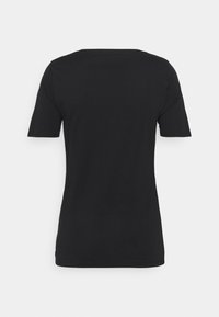 Schwarzes kurzärmliges T-Shirt aus weicher Baumwolle. Mit Rundhalsausschnitt und einem schlichten, ungebrochenen Design in taillierter Passform.