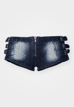 Jaded London ZIP UP BUCKLE HOT PANTS - Pantaloni scurți din denim - denim