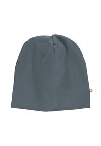 Šedá bavlněná čepice s jednoduchým designem, která má mírně volný tvar a malou značkovou etiketu na boku. Měkká textura.