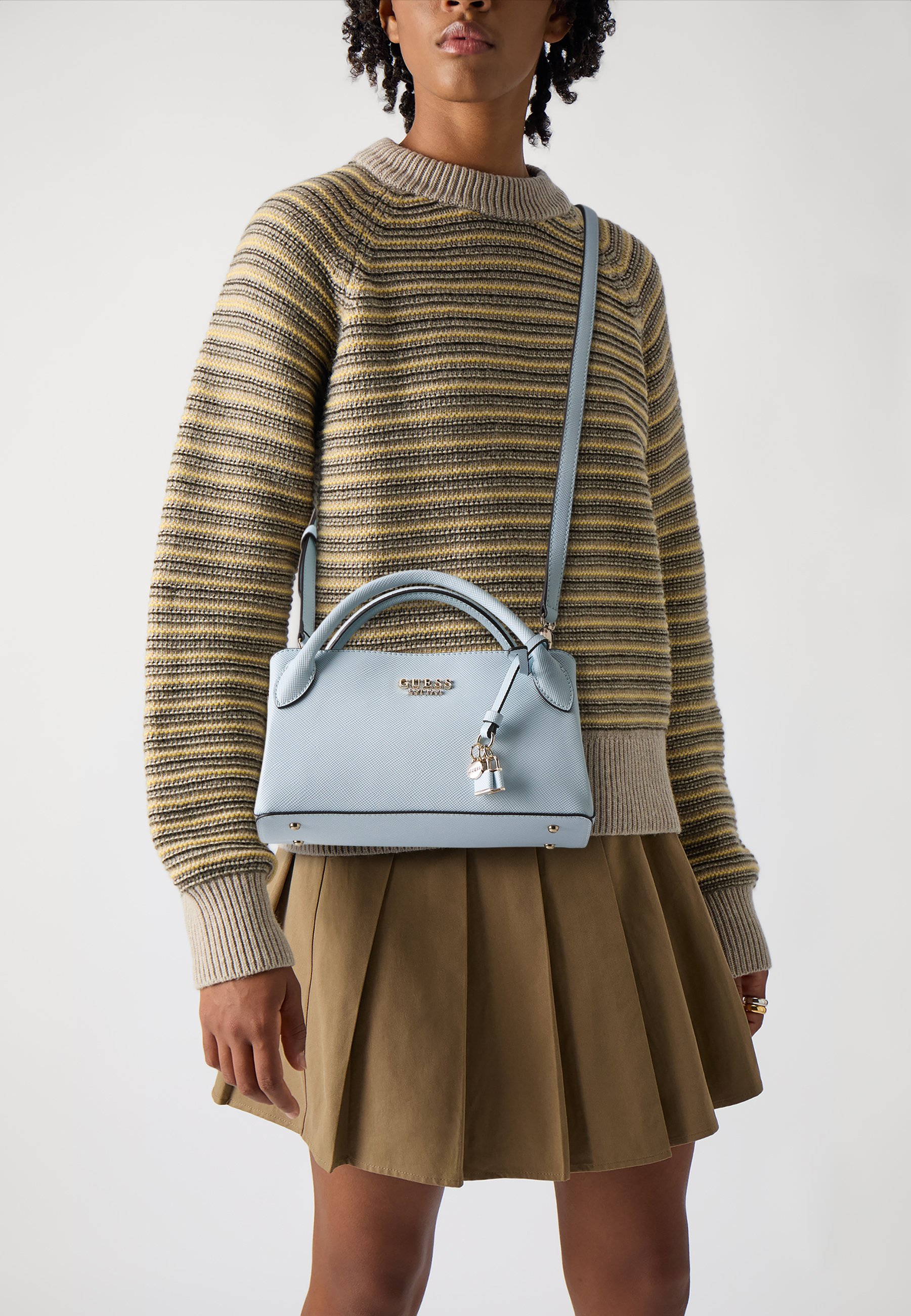 Guess FEDANA GIRLFRIEND SATCHEL - Handbag - powder blue/blue - Zalando