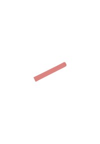Produit à lèvres mat, de forme rectangulaire, dans une teinte corail douce, présentant une texture lisse et un contour net, avec une pointe arrondie pour l'application.
