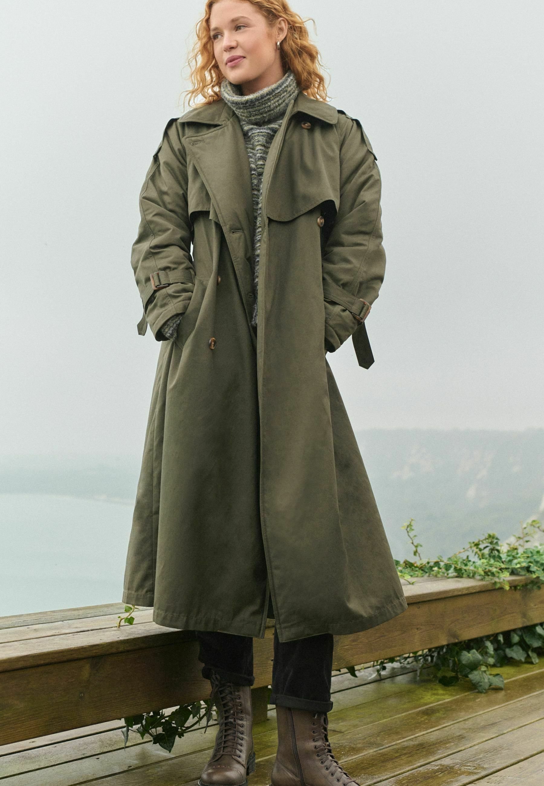 Next PREMIUM - Trenchcoat - khaki green/green - Zalando
