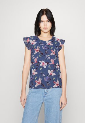 ONLY ONLANN STAR FRILL - Printtipaita - vintage indigo