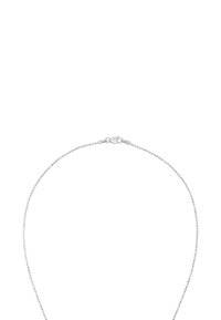 Delikatny naszyjnik ze srebrnego łańcuszka z zapięciem typu lobster, wyeksponowany na jednolitym białym tle.