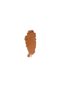 Échantillon de rouge à lèvres mat crémeux dans une teinte marron chaud, surface texturée avec des coups de pinceau visibles. Fond blanc mettant en valeur la couleur du produit.
