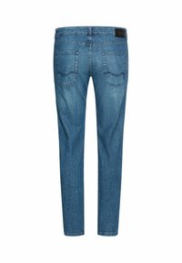 Slim-fit denim jeans in een medium blauwe wassing, met achterzakken met subtiele stiksels en een standaard tailleband.