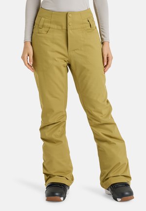 Pantaloni da neve gialli con vita alta, due tasche frontali e un design a gamba dritta. Realizzati in tessuto durevole e resistente alle intemperie.