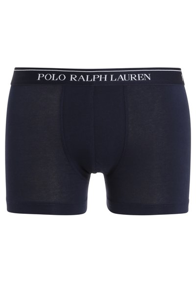 Navyblauwe boxershorts gemaakt van zachte katoen. Voorzien van een witte elastische tailleband met het merk "POLO RALPH LAUREN." Klassiek aansluitend ontwerp.