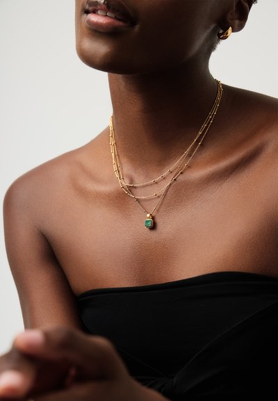 Missoma LUCY WILLIAMS SQUARE MALACHITE NECKLACE - Kaklarota - gold-coloured