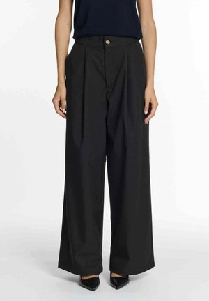 TERRY SLEEK WORKER  MEDIUM WAIST REGULAR WIDE LEG  - Stoffhose - noir