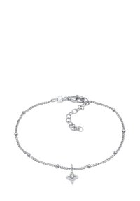 Silverfärgad kedjebracelet med en stjärnformad berlock med en liten diamantdetalj, intrikat länkd design och karbinhake.
