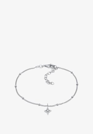 Sølv kædearmbånd med en stjerneformet charm og en lille diamante accent, intrikate links og lås med hummertang.