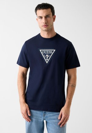 MIT DREIECKSLOGO - T-Shirt print - dunkelblau