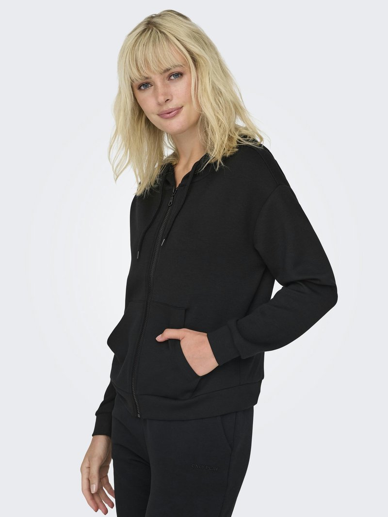 ONLY Play ONPMELINA ZIP - Sweat zippé - dark grey melange/gris foncé