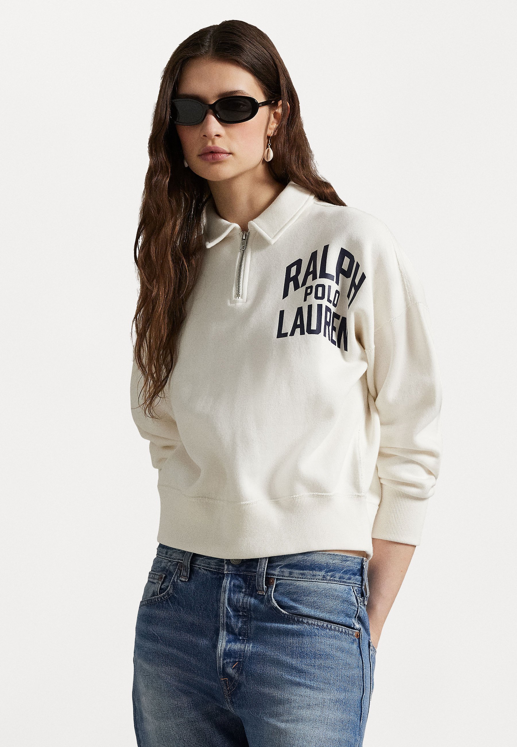 Polo Ralph Lauren LOGO QUARTER ZIP - Sweatshirt - nevis/white