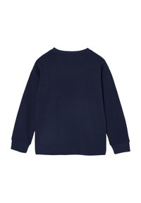 Marineblaue Langarmshirt aus weicher Baumwolle, mit Rundhalsausschnitt und lockerer Passform, mit gerippten Bündchen und sauberem Abschluss am Saum.