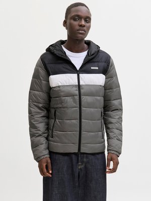 Jack & Jones JJVINCENT PUFFER HOOD - Mezisezónní bunda  - castlerock/blocking