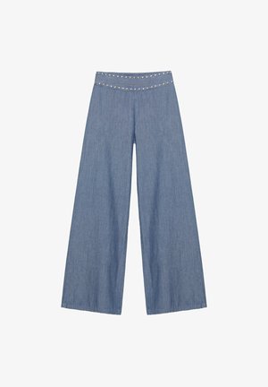 PULL&BEAR, WIDE-LEG WITH STUDS - JEANS - Pantalon classique - dark blue