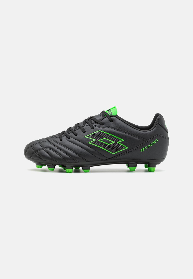 Lotto STADIO 705 FG UNISEX - Μπότες ποδοσφαίρου για σταθερό έδαφος - all black/spring green