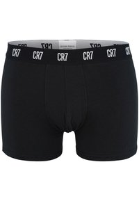 Zwarte boxershorts van katoen, met een witte elastische tailleband met het "CR7"-merk, een zachte textuur en een aansluitend ontwerp.