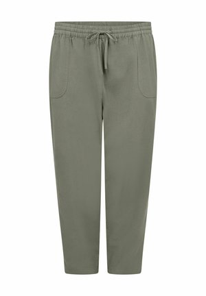 Joggers verde chiaro a forma affusolata realizzati in tessuto morbido, con vita elastica, cordoncino regolabile e due tasche laterali.