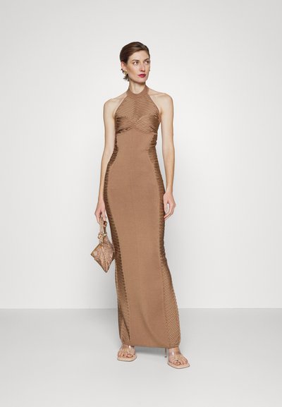 Hervé Léger LAW ROACH RIBBON EMBROIDERED HALTER GOWN - Alkalmi viselet - honey