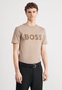 BOSS - THINKING - Tricou cu imprimeu - open brown Imagine miniatură 1