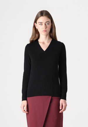DEEP V NECK SWEATER - Jumper - black