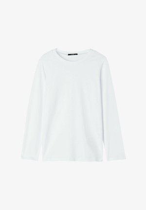 Witte langesleeve shirt van zachte katoen, met een ronde hals en een ontspannen pasvorm. Minimalistisch design zonder patronen of accenten.