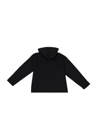 Schwarzes Kapuzenpullover mit langen Ärmeln, weicher Textur und schlichter Optik. Die Rückansicht zeigt eine nahtlose Verarbeitung ohne sichtbare Logos oder Akzente.