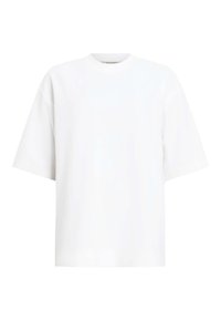 Witte t-shirt met korte mouwen, gemaakt van zachte katoen, met een ronde halslijn en een losse pasvorm, zonder enige patronen of zichtbare hardware.