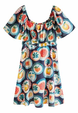 FLUTTER SLEEVE SQUARE NECK - REGULAR FIT - Rochie de zi - navy plate print