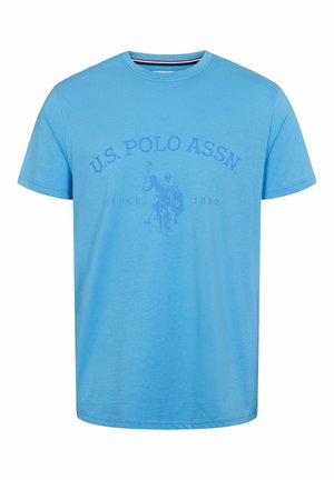 Plava pamučna majica s grafičkim printom igrača poloa i natpisom "U.S. POLO ASSN." Okrugli izrez, kratki rukavi i ležeran kroj.