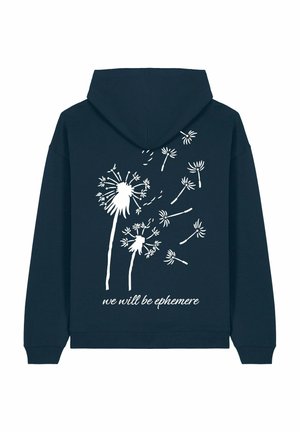 Felpa navy con una grafica di un dente di leone bianco e la scritta "we will be ephemere" sul retro. Tessuto morbido con un fit rilassato.