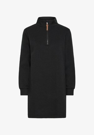 Melnas sporta kleitas, izgatavotas no mīksta auduma, ar augstu apkakli un ceturtdaļas rāvējslēdzēju, garām piedurknēm un ribotām aprocēm.