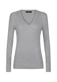 FINE CABLE V-NECK - Pullover - grey