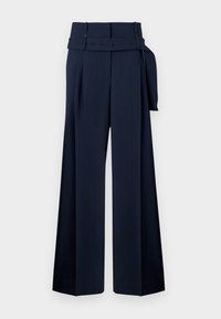 PINSTRIPE TAILORING BELTED TAILORED PANTS - Nohavice - navy