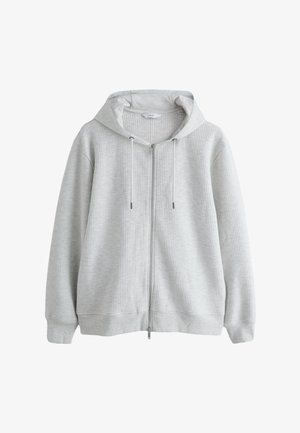 Next, REGULAR FIT - LINEAR TEXTURE THROUGH HOODIE - Lukuga pusa - grey marl