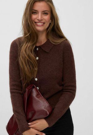 Vero Moda, CARDIGAN VMELLY KNIT CARDIGAN - Gilet - chocolate fondant