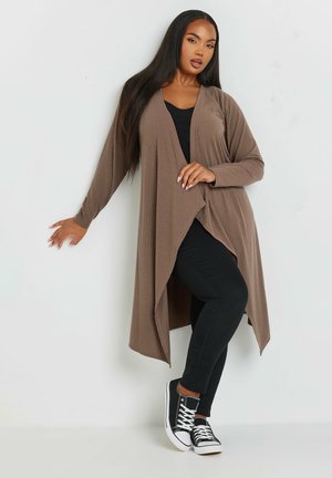 Yours Clothing WATERFALL MAXI - Gilet - brown