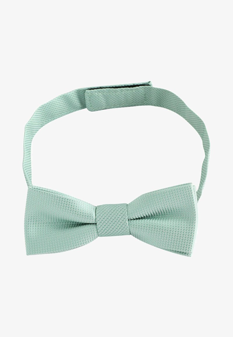 Papillon verde menta con superficie strutturata e nodo centrale liscio. Cinturino regolabile per una vestibilità comoda. Design semplice, adatto per occasioni formali.