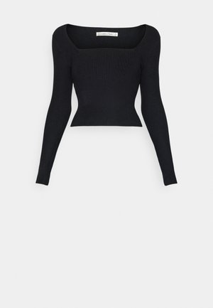 Abercrombie & Fitch OTTOMAN NECK REORDER - Bluză cu mânecă lungă - black