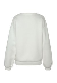 Witte sweatshirt met een ronde halslijn, verlaagde schouders en ribgebreide manchetten. Glad textuur en relaxed fit, zonder zichtbare prints of patronen.