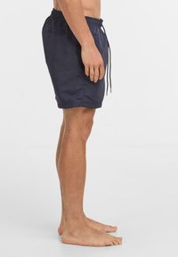 Jūras tēmas peldšorti ar elastīgu vidukli, iekšējo auklu un sānu kabatu. Gluda auduma ar ceļa garuma griezumu.