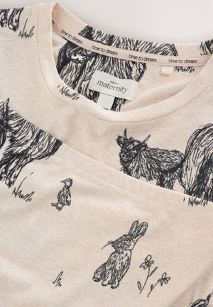 Next, MATERNITY COSY LONG SLEEVE SET - Nattøj sæt - oatmeal hamish the highland cow